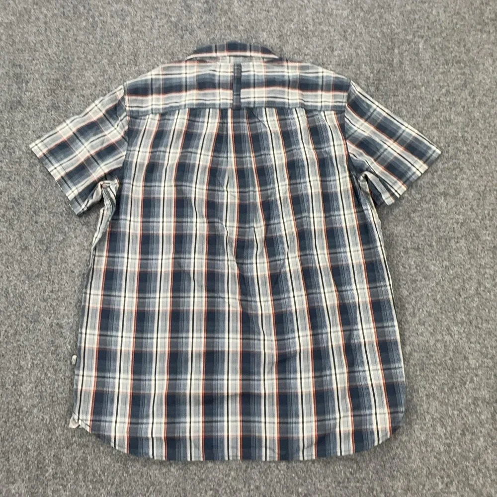 The North Face Shirt Mens L Blue Plaid Cotton Polyester Short Sleeve Button Up